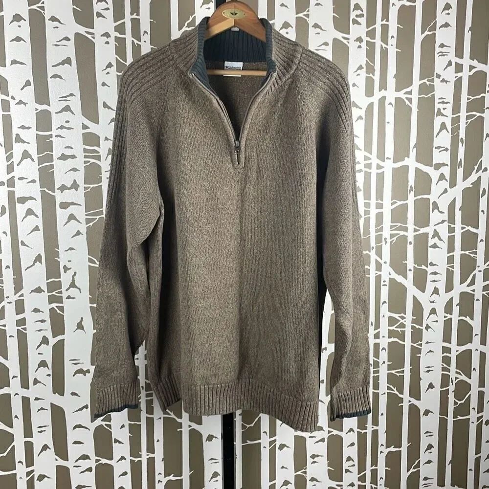 Columbia Men’s Cocoa Brown Zip Mock Neck Sweater XL